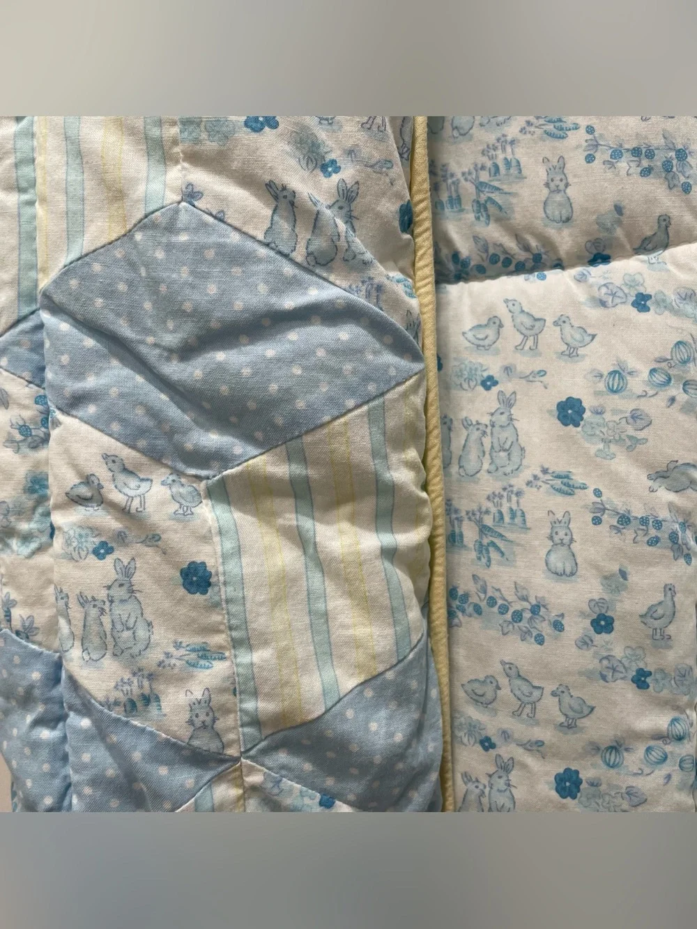 VTG Martha Stewart Everyday Baby RARE Bunny Chicks Floral Quilted Crib Blanket